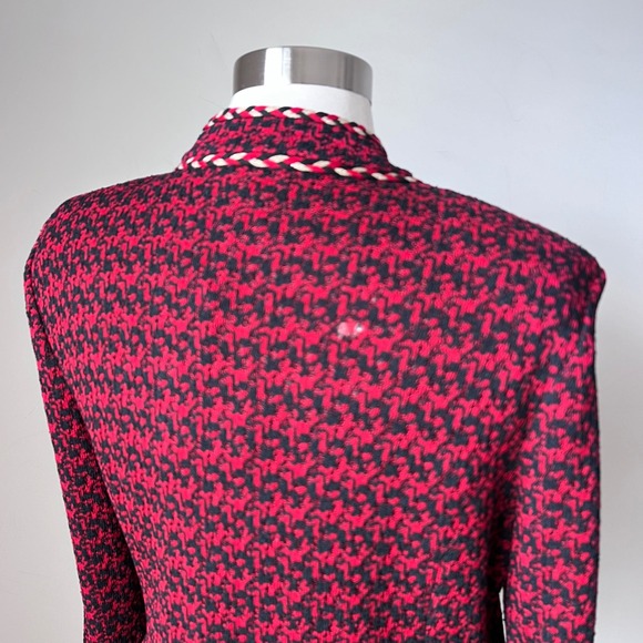 Ming Wang Houndstooth Tweed Knit Jacket Braided Trim Gold Buttons NWT FLAW - Picture 7 of 16